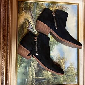 Sam Edelman Black Ankle Booties with Tan Heel